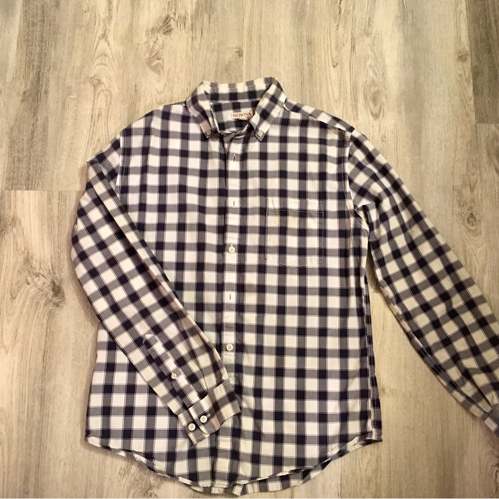 Merona Black and White Checkered Button Down Shirt